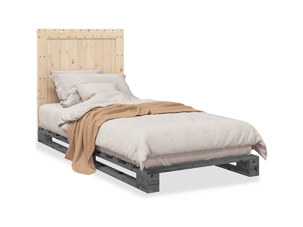 Bedframe zonder matras grijs 90x200 cm massief grenenhout