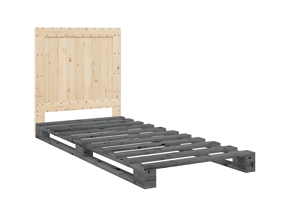 Bedframe zonder matras grijs 90x200 cm massief grenenhout