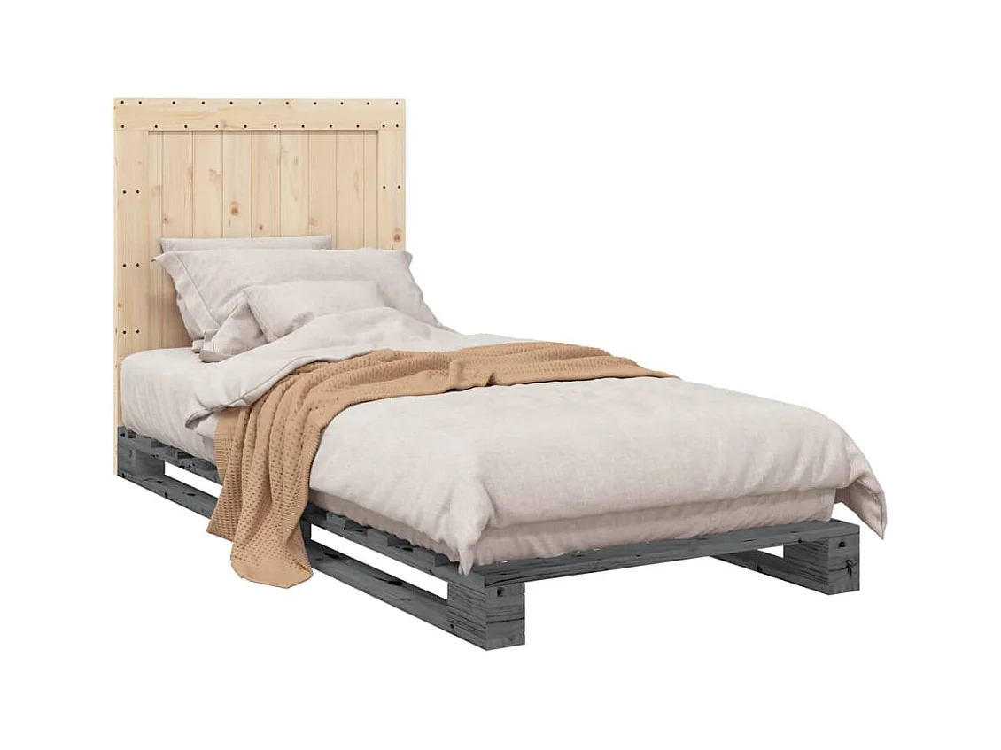 Bedframe zonder matras grijs 90x200 cm massief grenenhout