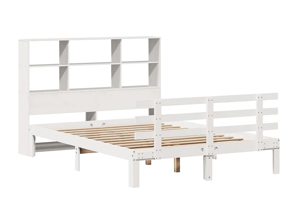 Lit bibliothèque sans matelas blanc 120x200 cm bois pin massif