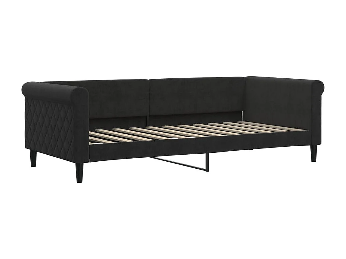 Lit de jour avec matelas noir 90x200 cm velours
