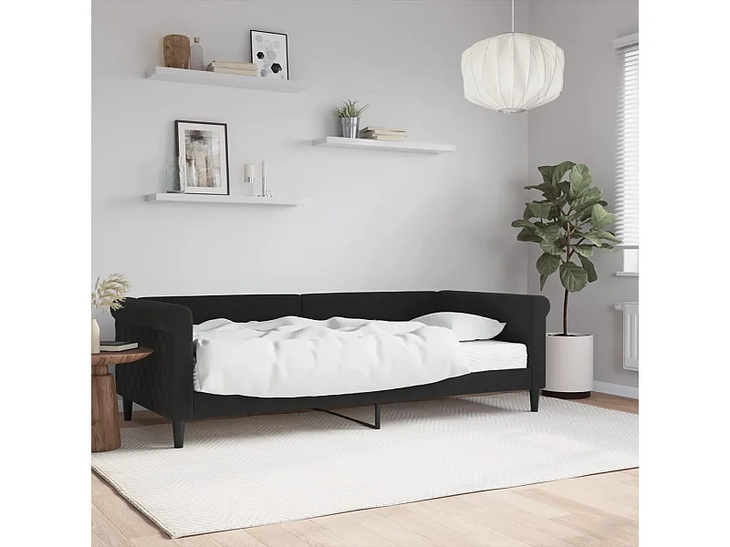 Lit de jour avec matelas noir 90x200 cm velours