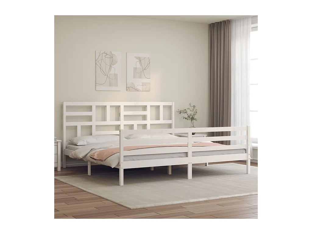 Estructura de cama sin colchón blanca 200x200 cm madera maciza