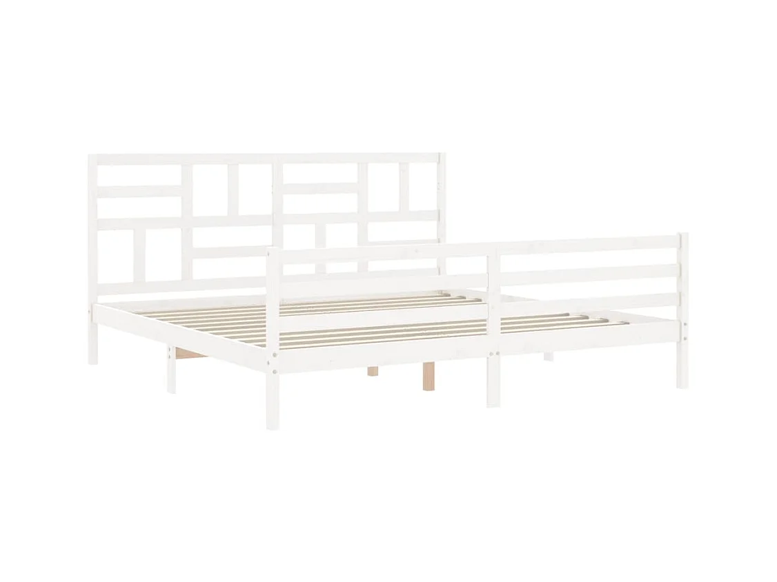 Estructura de cama sin colchón blanca 200x200 cm madera maciza