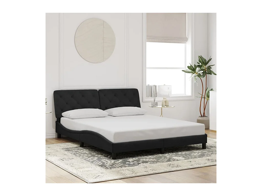 Bedframe met LED zonder matras zwart 160x200 cm fluweel