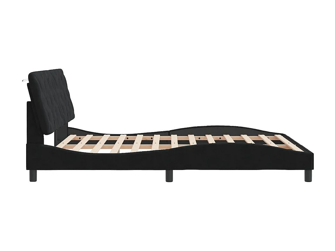 Bedframe met LED zonder matras zwart 160x200 cm fluweel