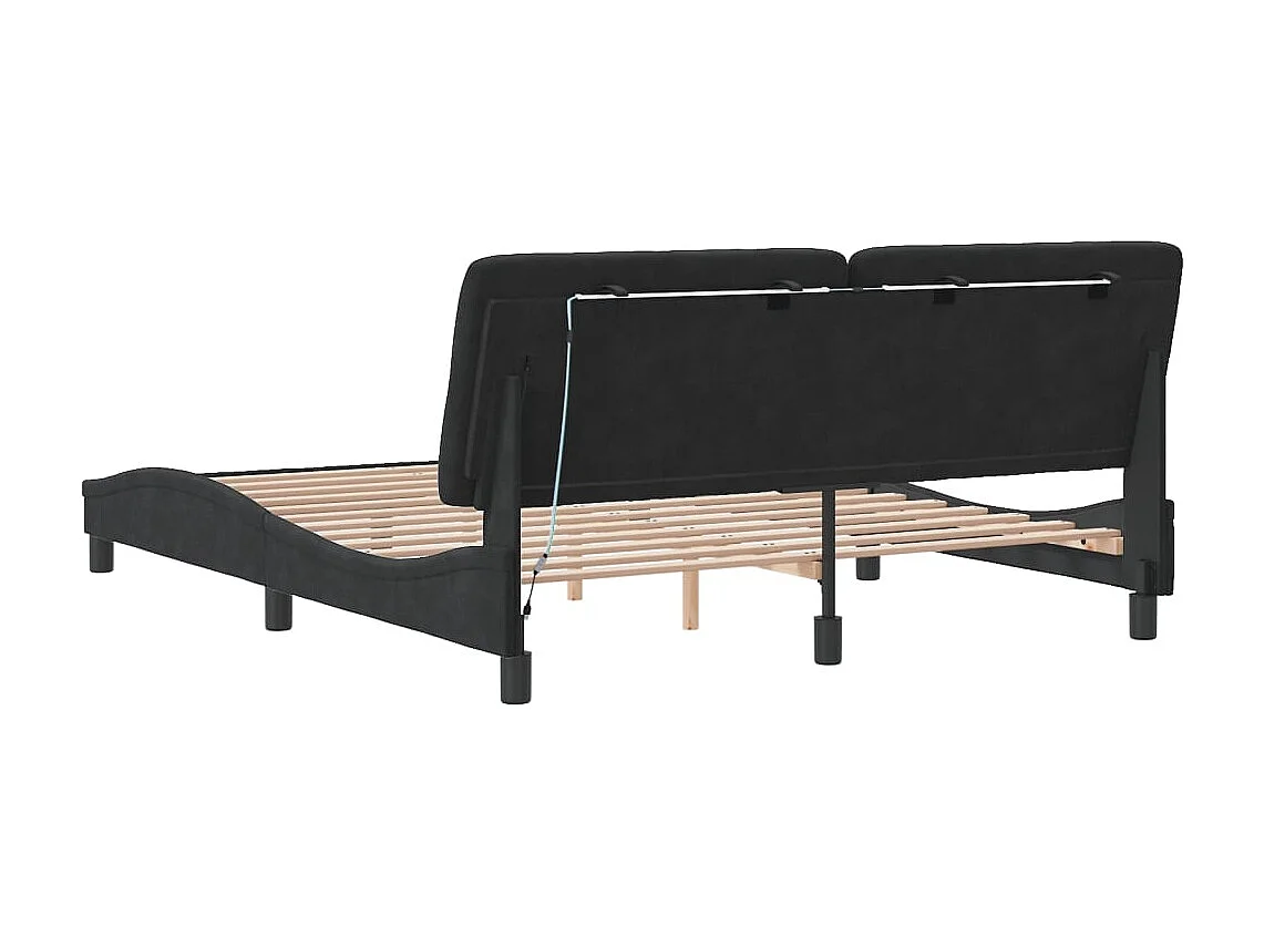 Bedframe met LED zonder matras zwart 160x200 cm fluweel