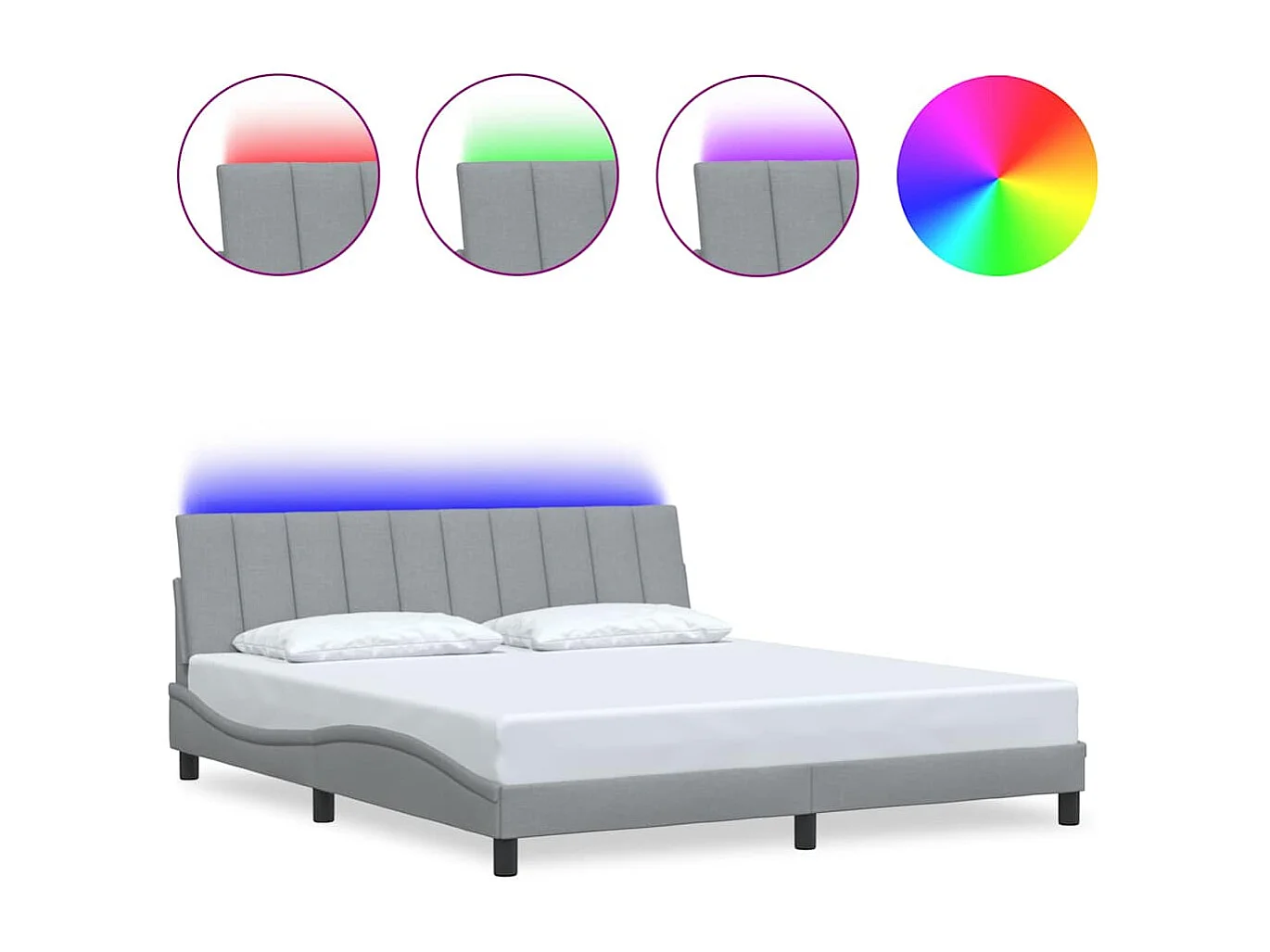 Cadre de lit sans matelas gris clair 180x200 cm tissu