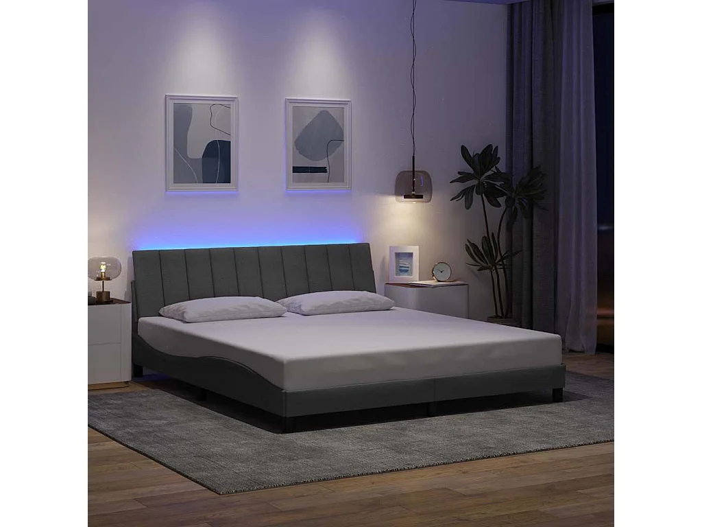 Cadre de lit sans matelas gris clair 180x200 cm tissu