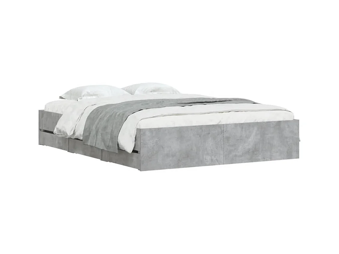 Struttura letto con cassetti senza materasso grigio cemento 150x200 cm