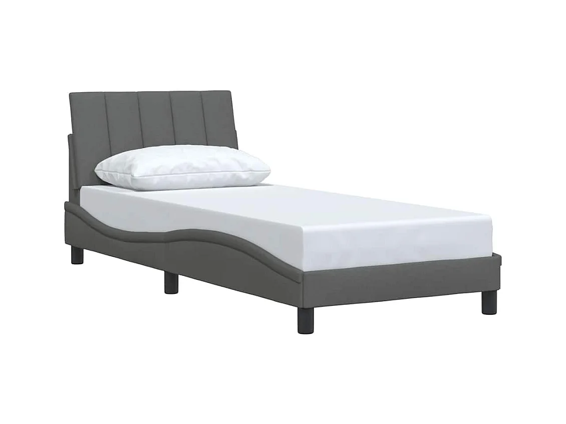Bedframe zonder matras donkergrijs 90x200 cm stof