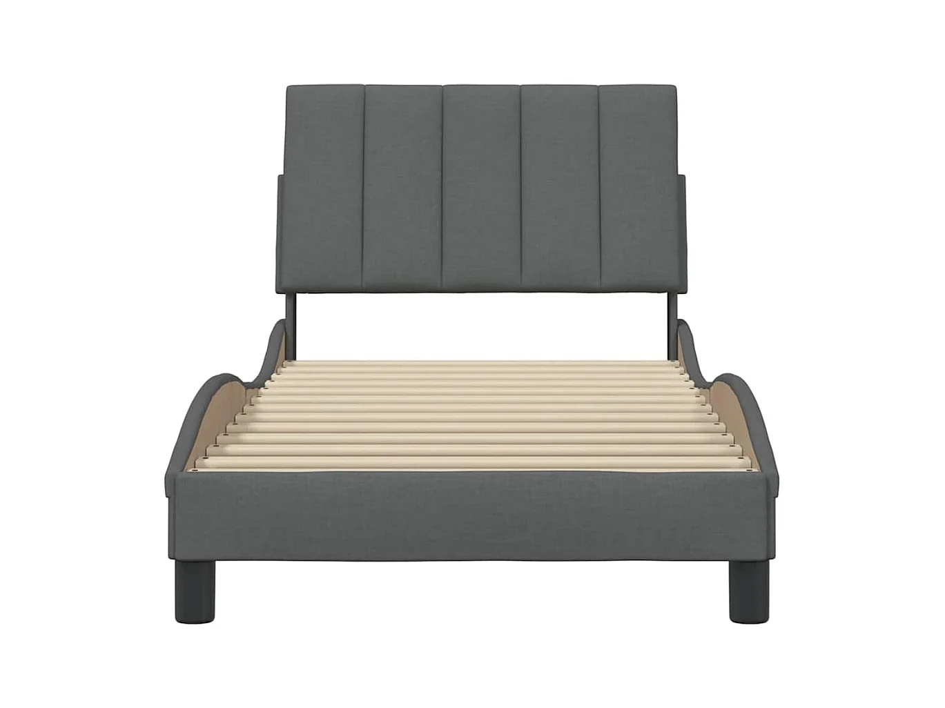 Bedframe zonder matras donkergrijs 90x200 cm stof