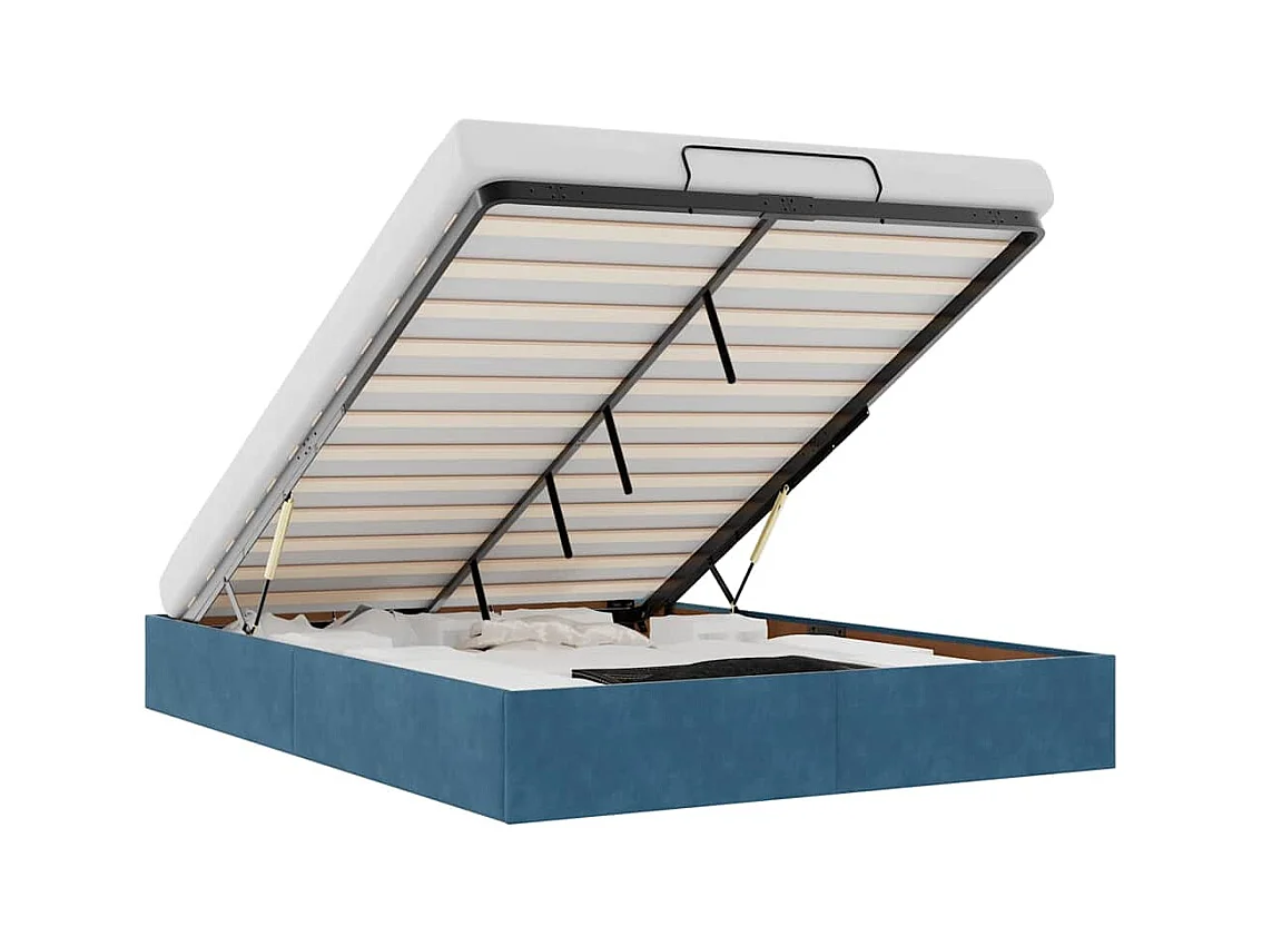 Ottomaanse bedframe zonder matras donkerblauw 140x200 cm fluweel