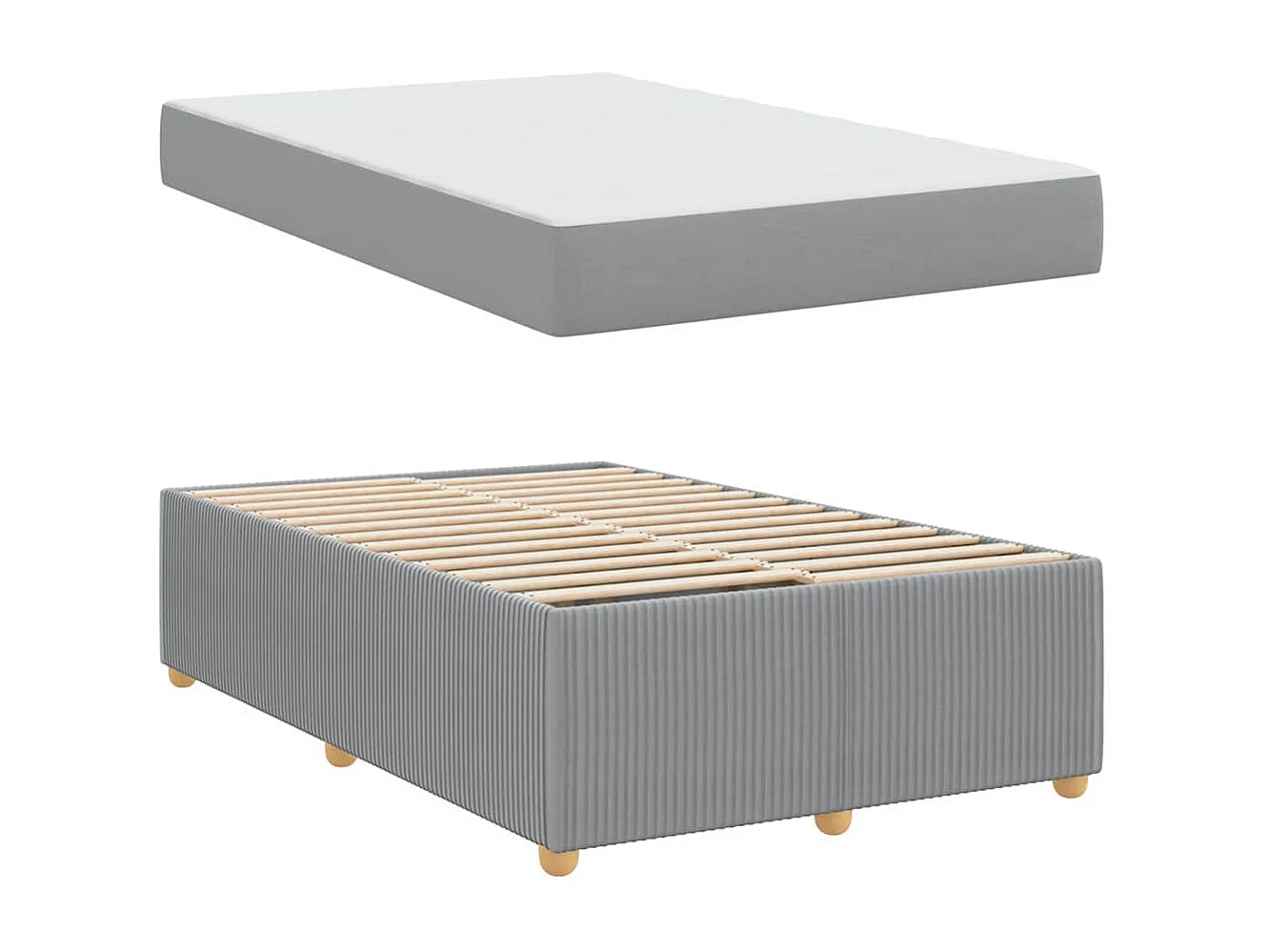 Cadre de lit avec matelas Gris clair 120 x 200 cm tissu