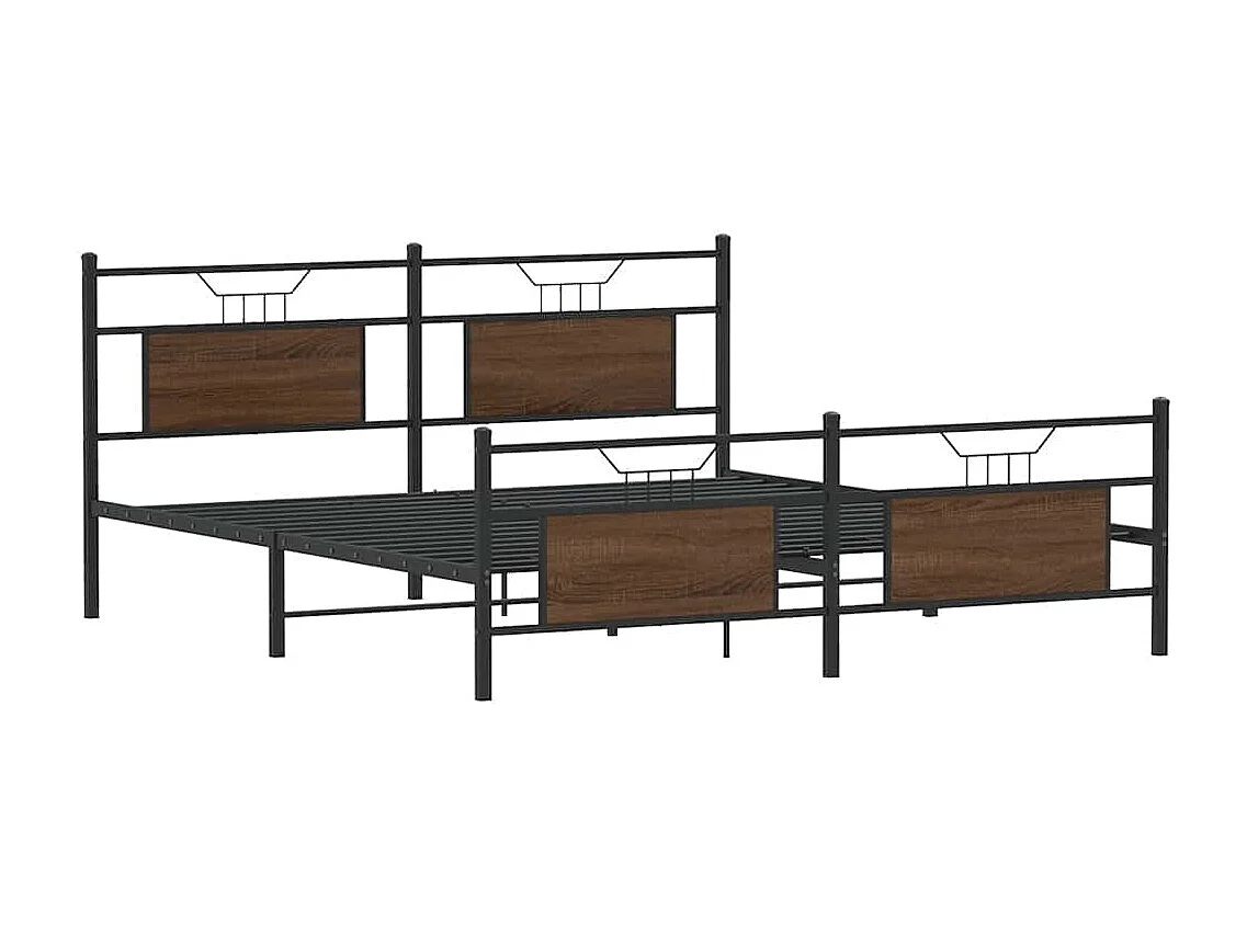 Metalen bedframe zonder matras bruin eiken 160x200 cm