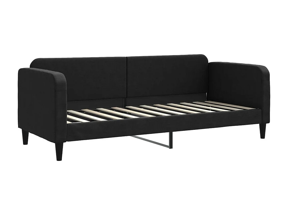 Divano letto con rotelle e cassetti senza materasso nero 80x200 cm