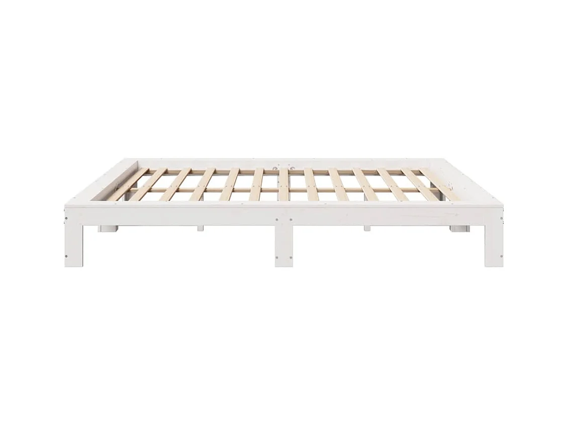 Estructura de cama sin colchón blanca 180x200 cm madera maciza de pino