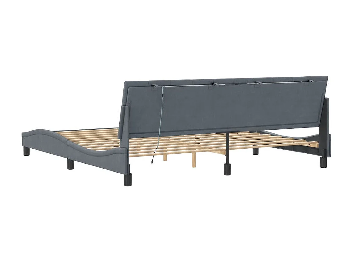 Cadre de lit avec lumières LED gris foncé 200x200 cm velours