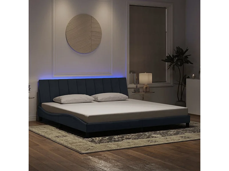 Cadre de lit avec lumières LED gris foncé 200x200 cm velours