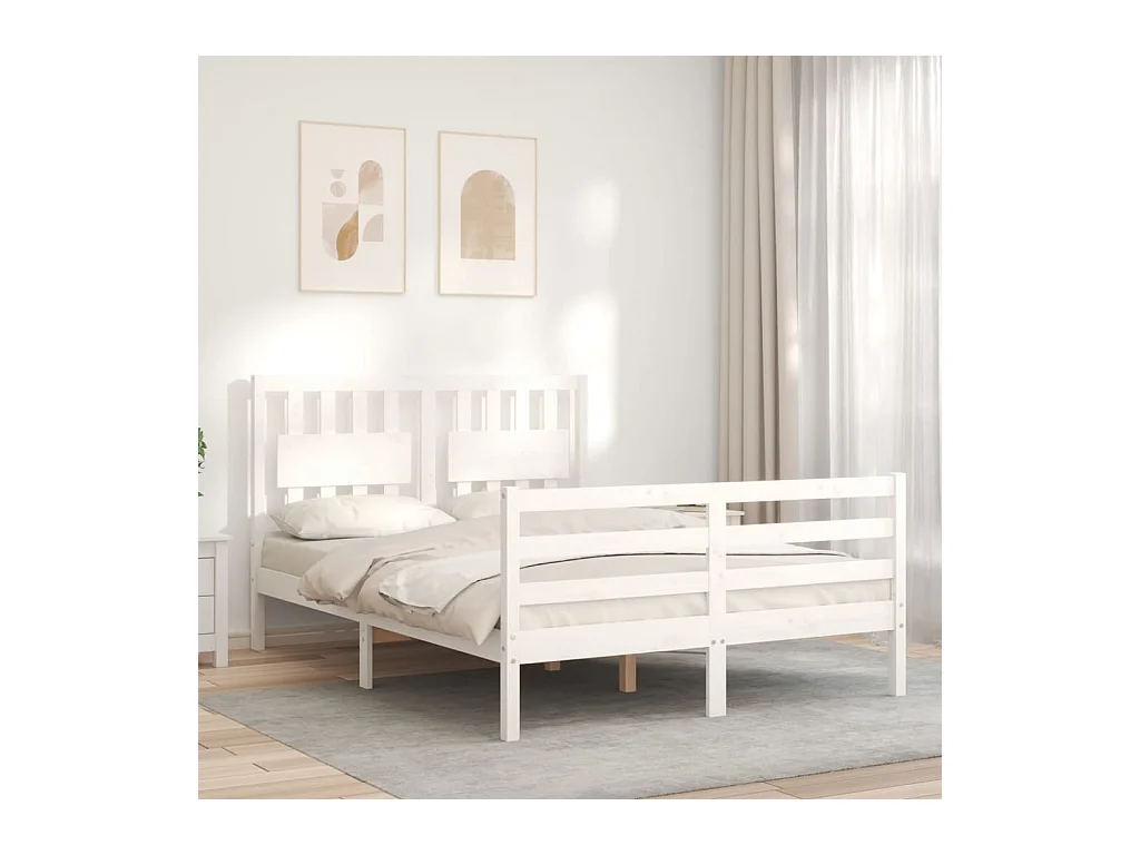 Bedframe zonder matras wit 140x200 cm massief hout