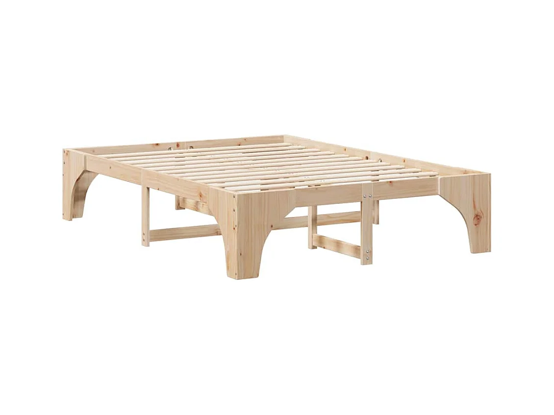 Struttura per letto rialzato marrone 160 x 200 cm in legno di pino massiccio