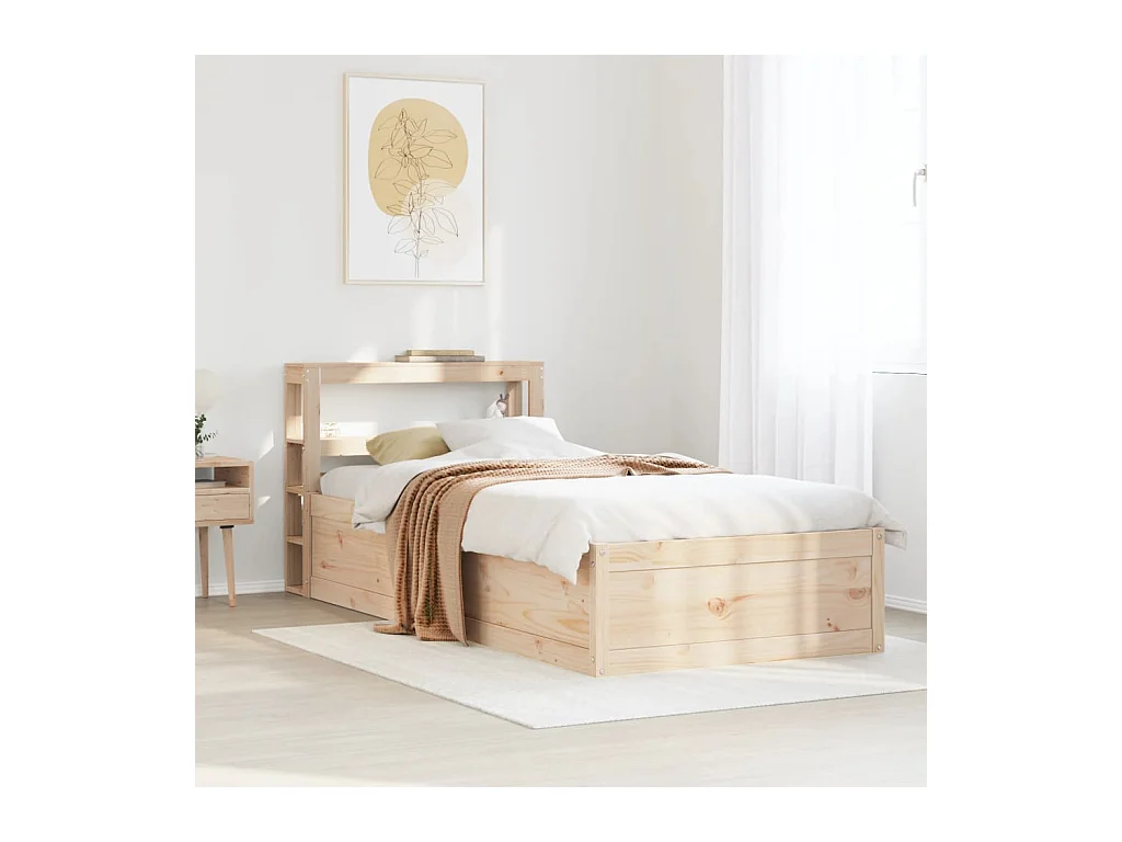 Bedframe met hoofdbord 90x200 cm massief grenenhout