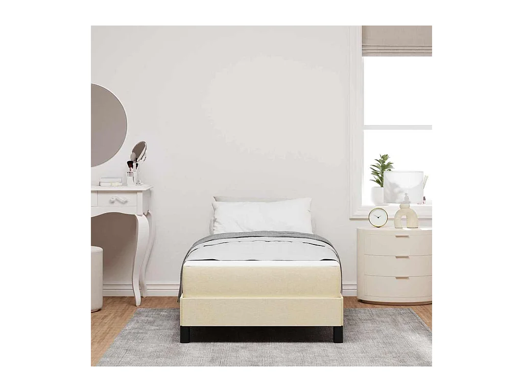 Boxspringbed met crème matras 90 x 190 cm stof