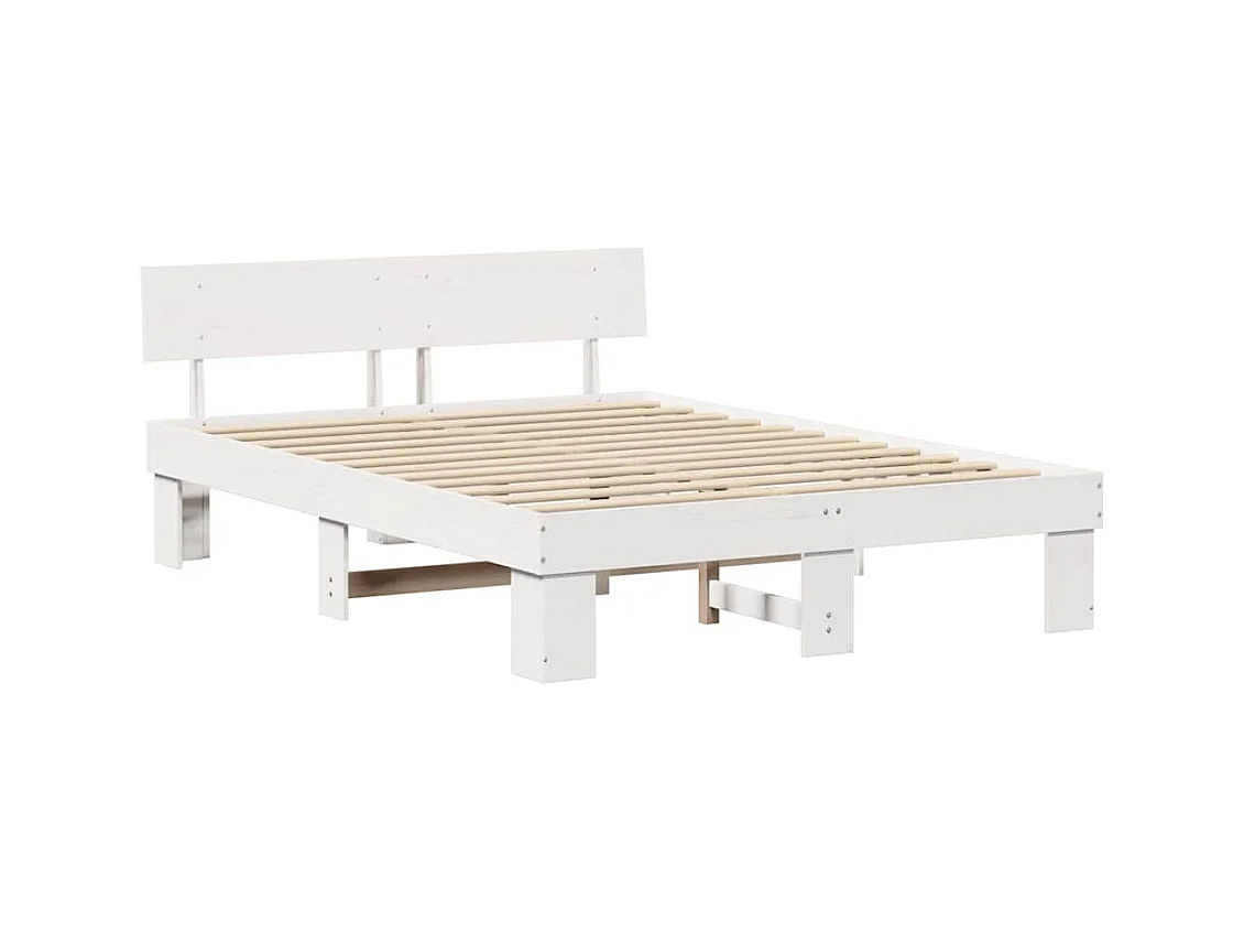 Struttura letto bianca 140 x 200 cm Legno massello di pino