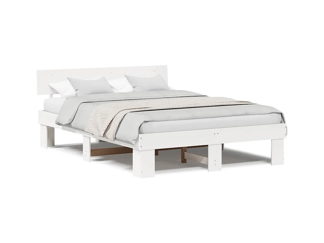 Estructura de cama blanca 140 x 200 cm Madera maciza de pino