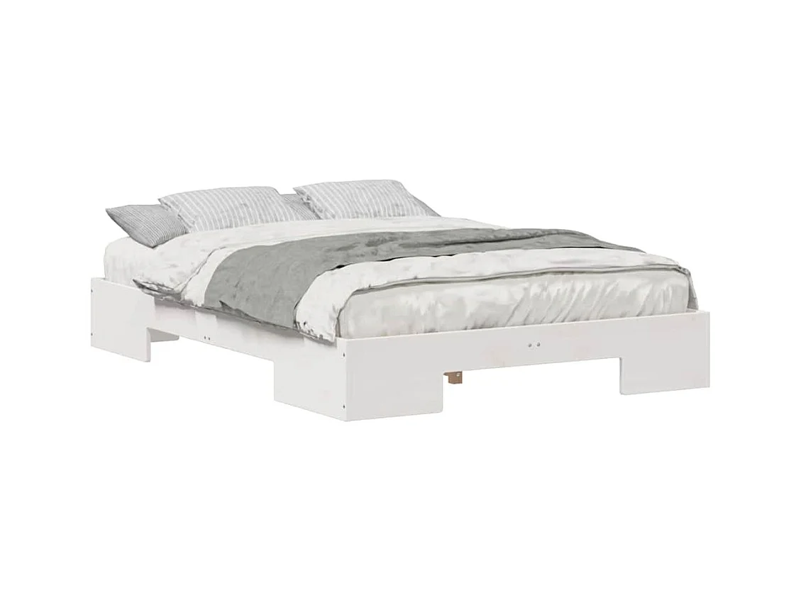 Estructura de cama elevada Blanco 140 x 190 cm Madera maciza de pino