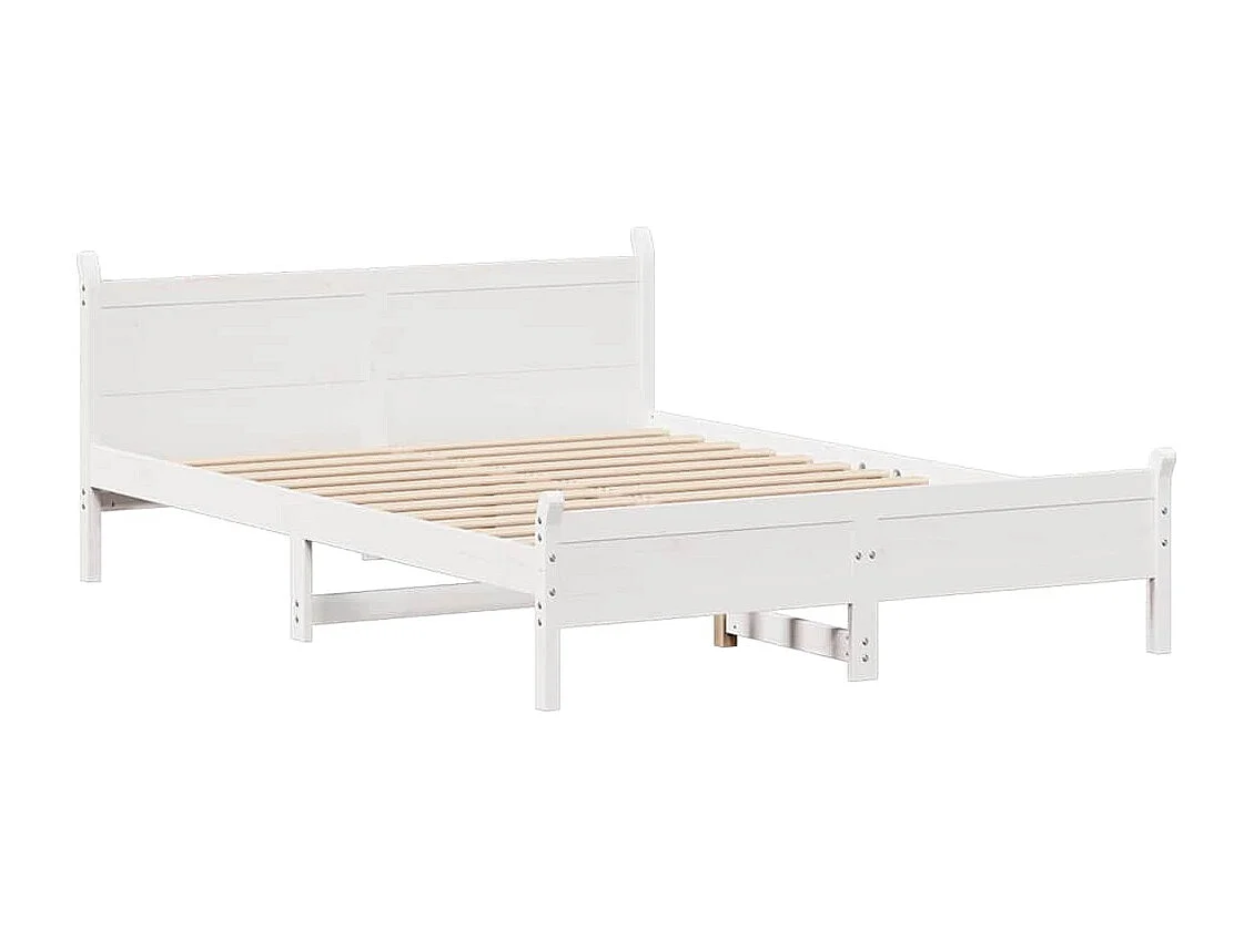 Estructura de cama sin colchón blanca 120x200 cm madera maciza de pino