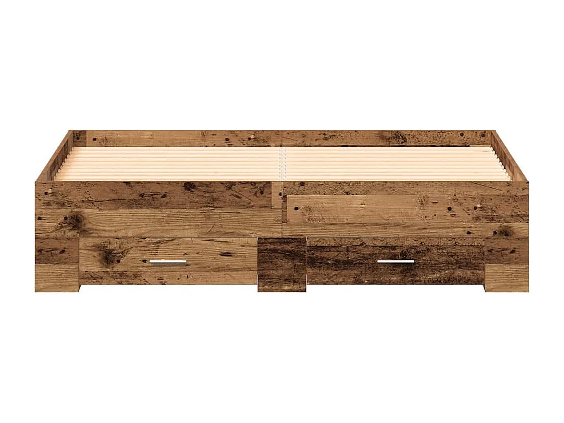 Cadre de lit avec tiroirs avec tiroir Bois ancien 140 x 190 cm