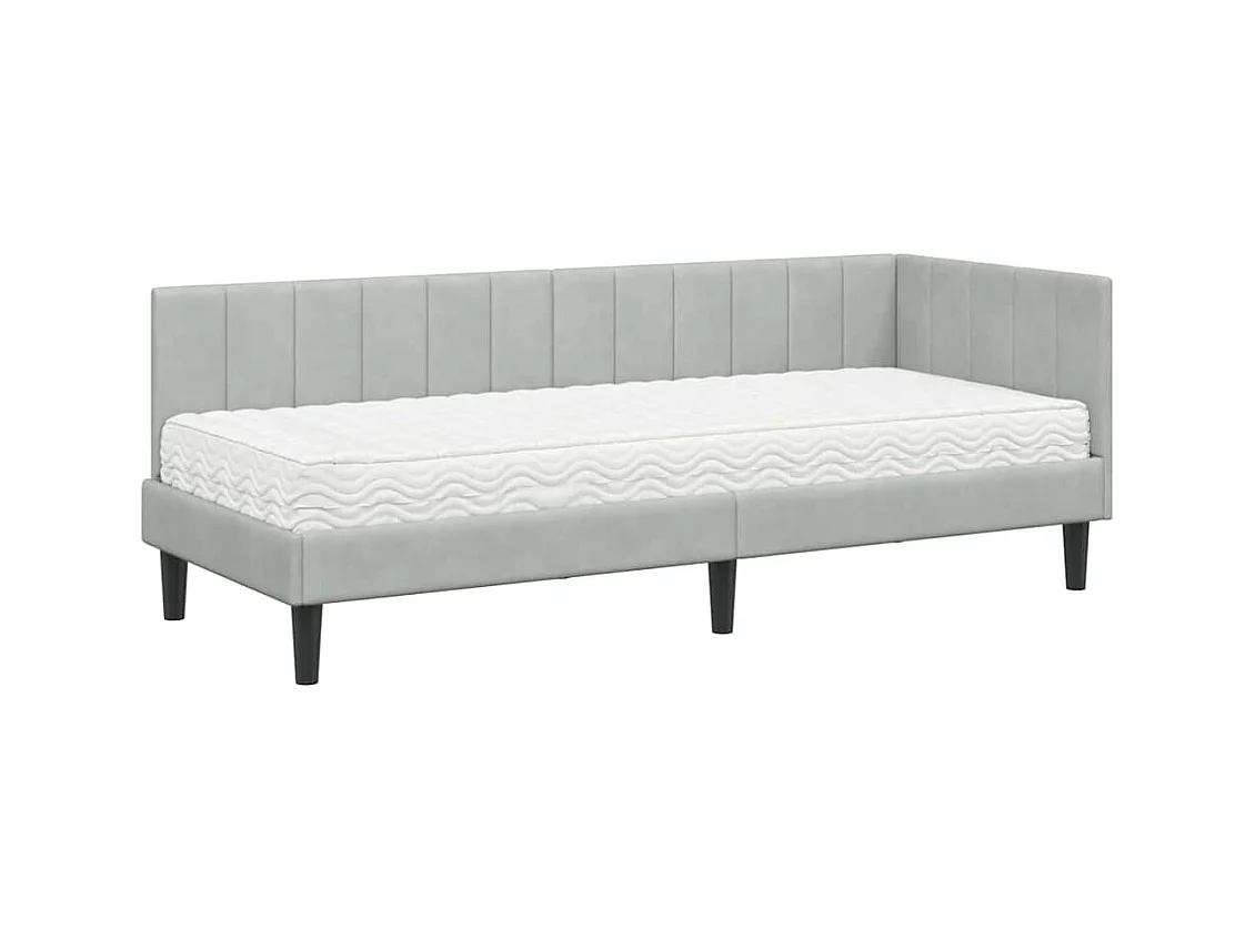 Hoekbedframe Lichtgrijs 80 x 200 cm Fluweel