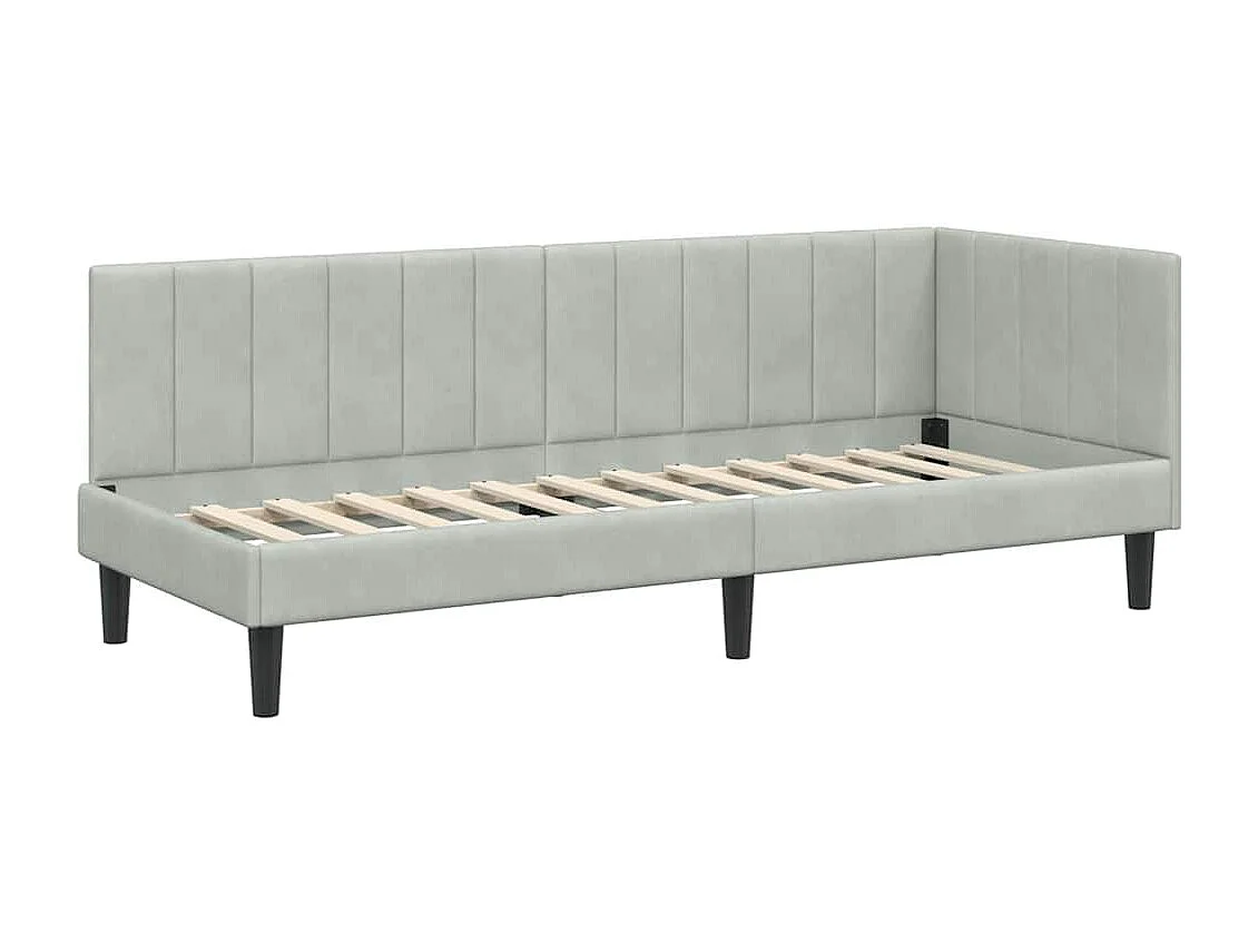 Cadre de lit d'angle Gris clair 80 x 200 cm Velours