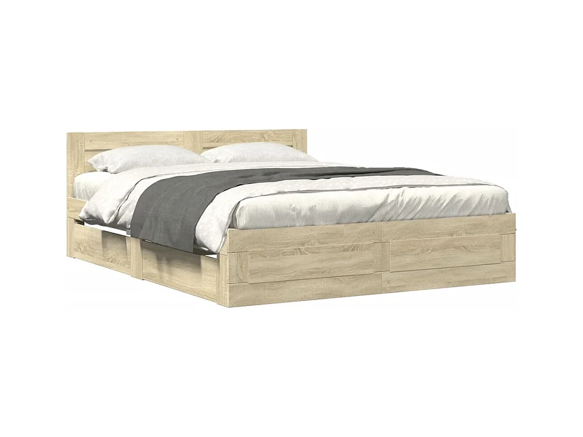 Bedframe hoofdbord zonder matras sonoma eiken 160x200 cm