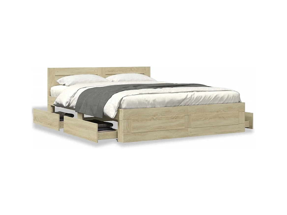 Bedframe hoofdbord zonder matras sonoma eiken 160x200 cm