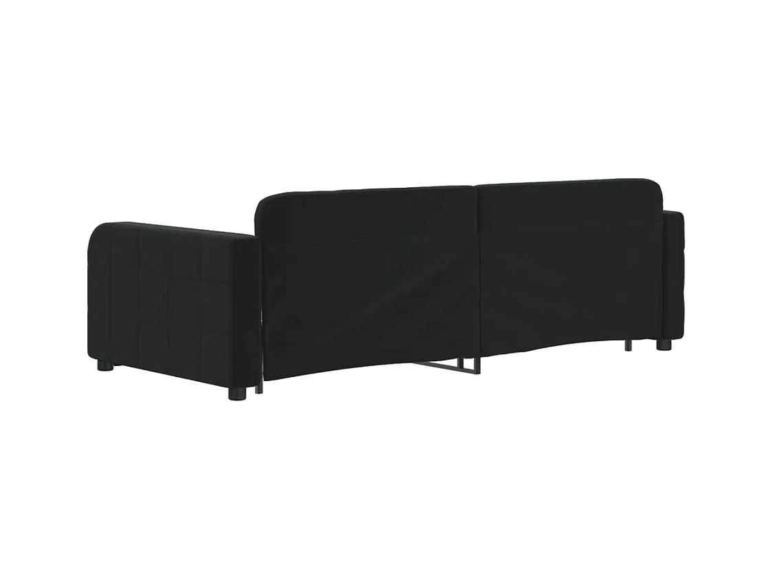 Divano letto con rotelle e cassetti senza materasso nero 90x200 cm