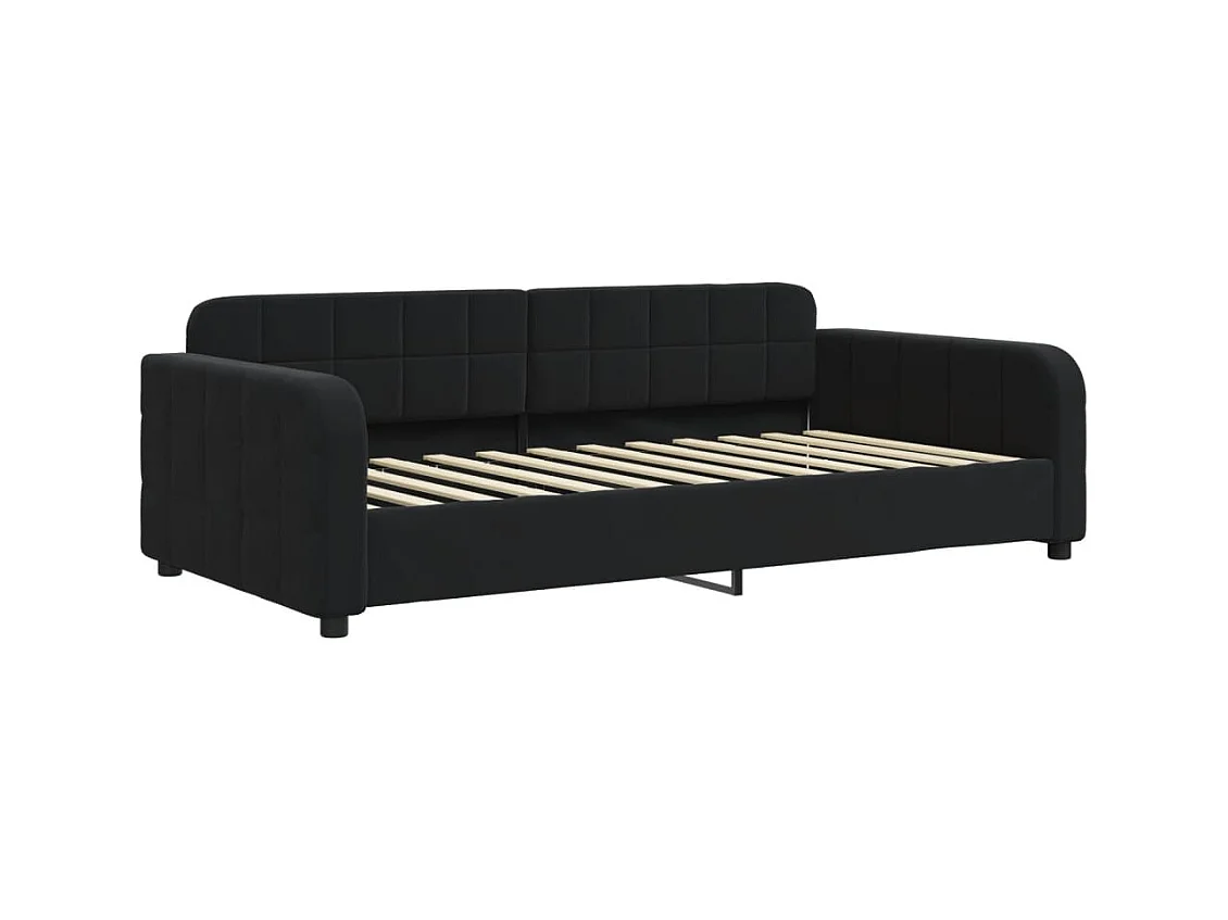 Divano letto con rotelle e cassetti senza materasso nero 90x200 cm