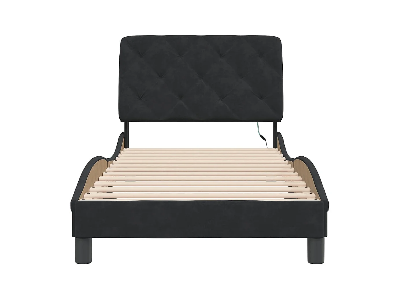 Struttura letto con LED senza materasso nero 90x190 cm velluto
