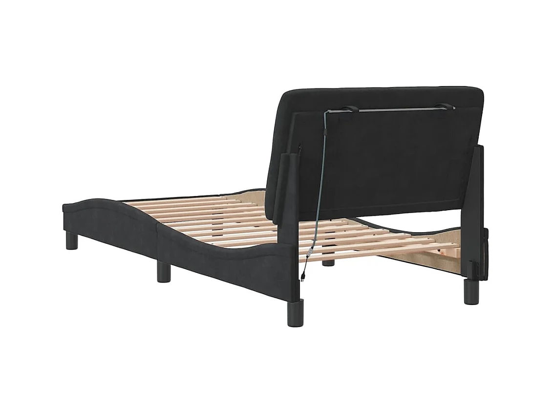 Struttura letto con LED senza materasso nero 90x190 cm velluto