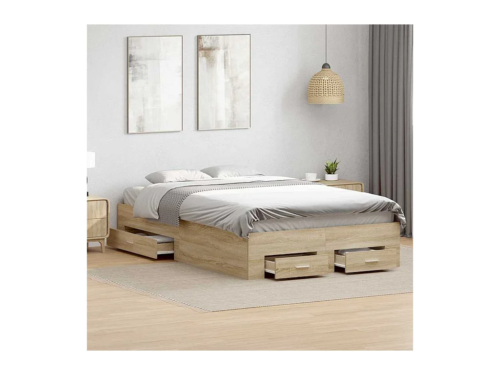 Estructura de cama marrón de 120 x 200 cm de madera de ingeniería