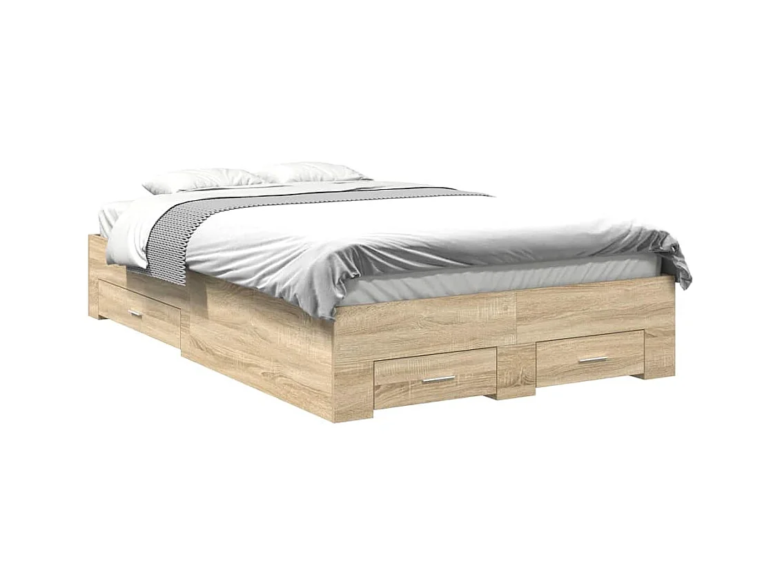 Estructura de cama marrón de 120 x 200 cm de madera de ingeniería