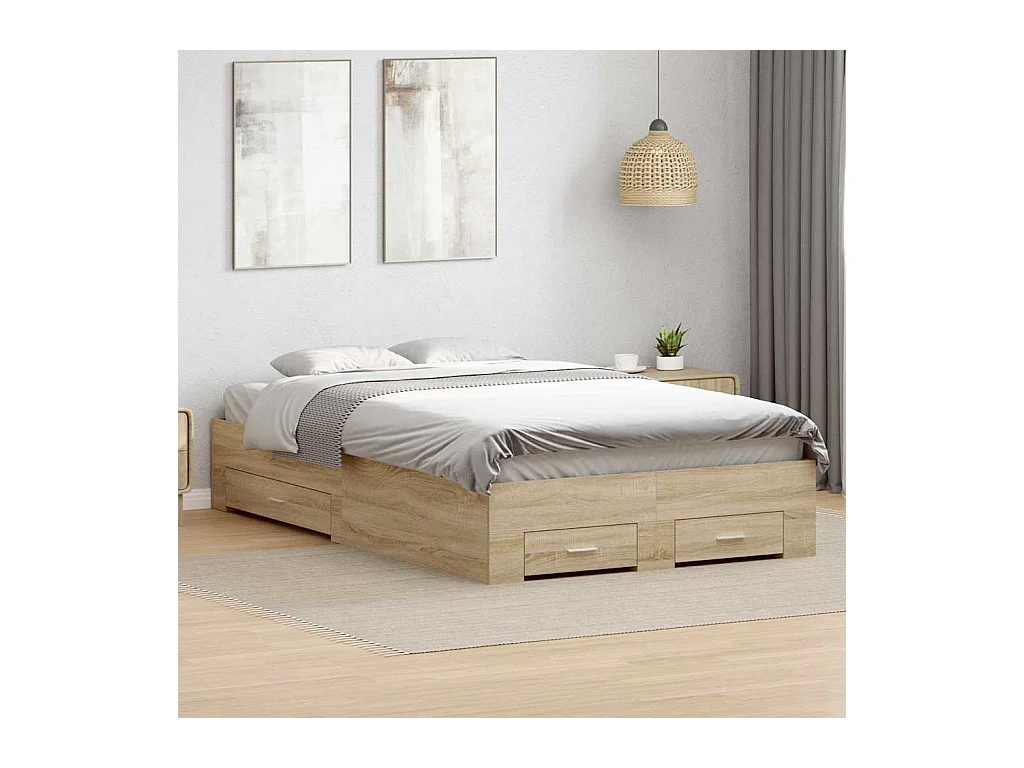 Estructura de cama marrón de 120 x 200 cm de madera de ingeniería