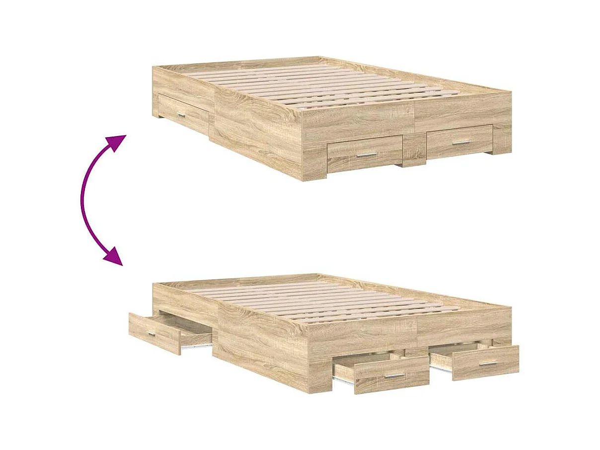 Estructura de cama marrón de 120 x 200 cm de madera de ingeniería