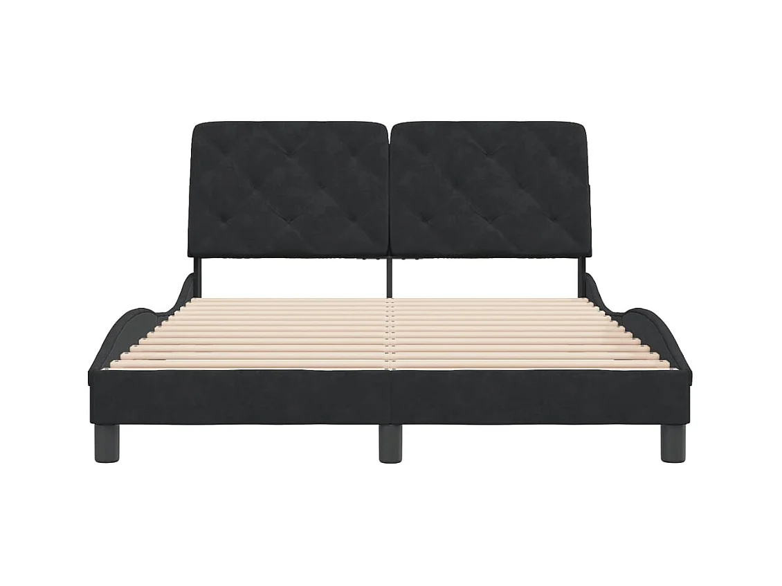 Cadre de lit sans matelas noir 140x190 cm velours