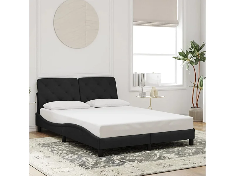Cadre de lit sans matelas noir 140x190 cm velours