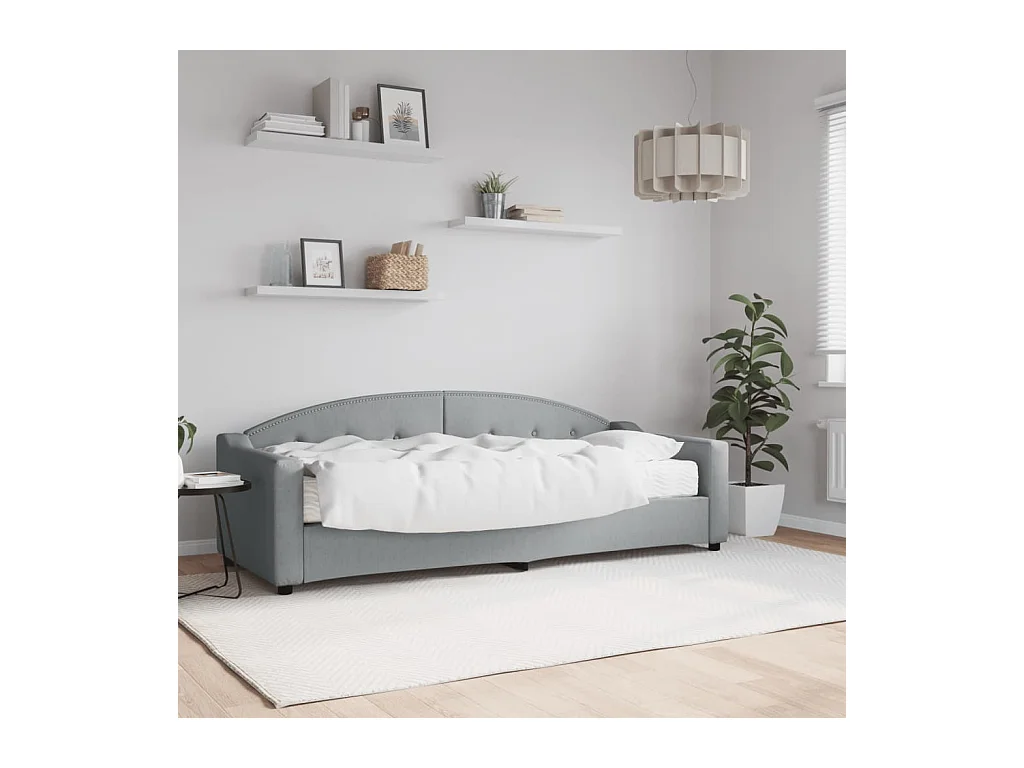 Lit de jour avec matelas gris clair 80x200 cm tissu