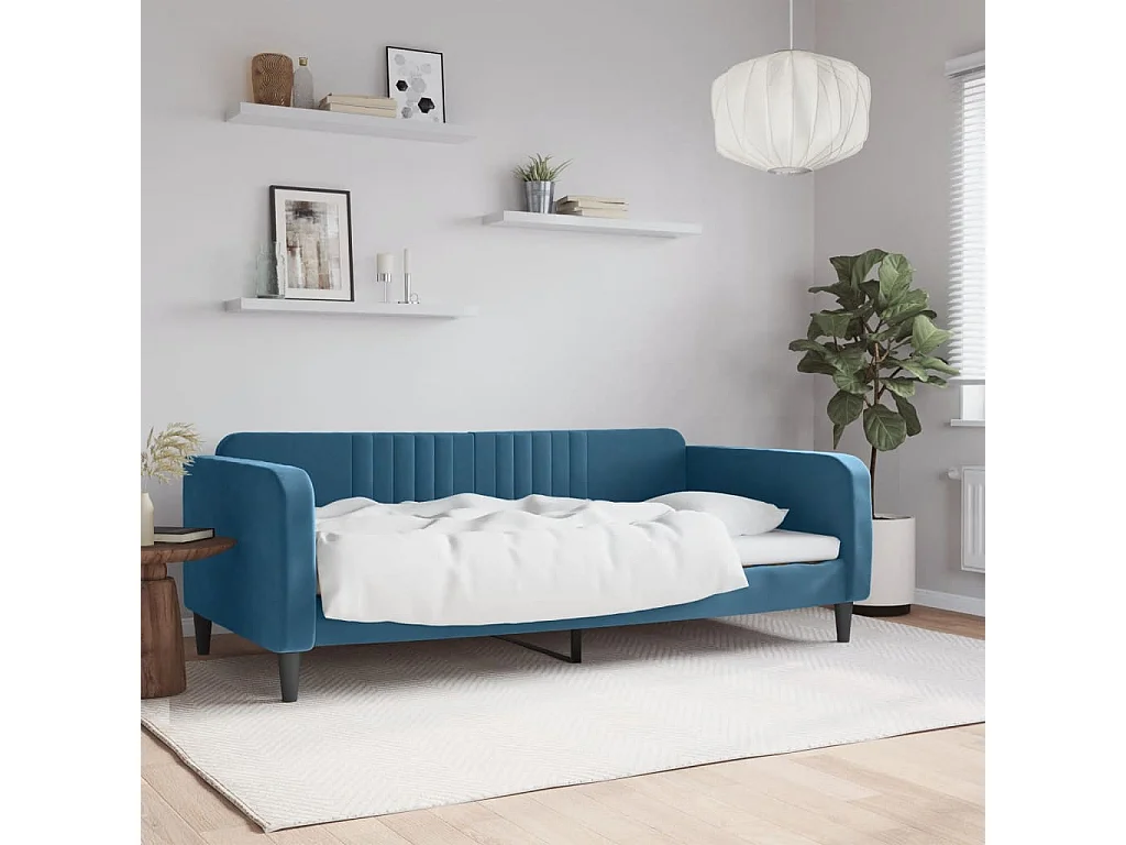 Lit de repos sans matelas bleu 100x200 cm velours