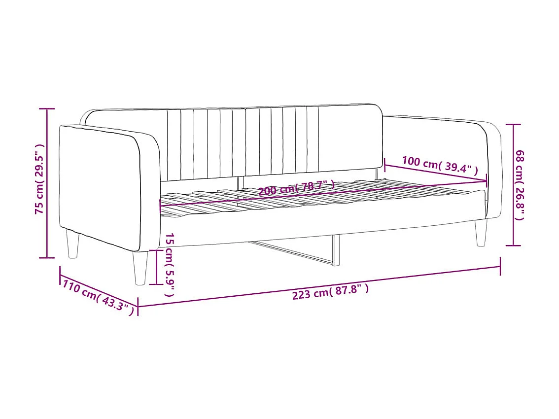 Lit de repos sans matelas bleu 100x200 cm velours