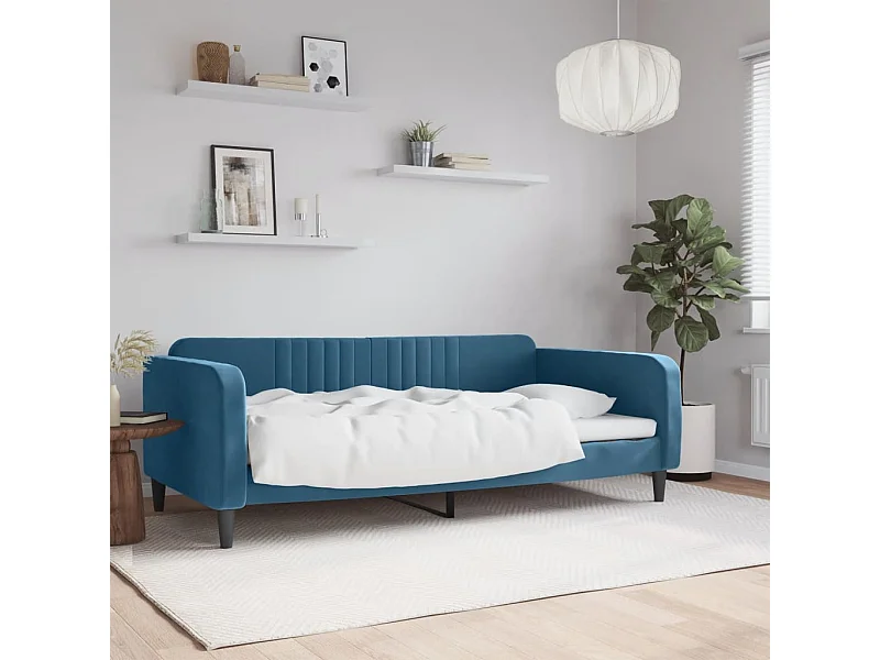 Lit de repos sans matelas bleu 100x200 cm velours